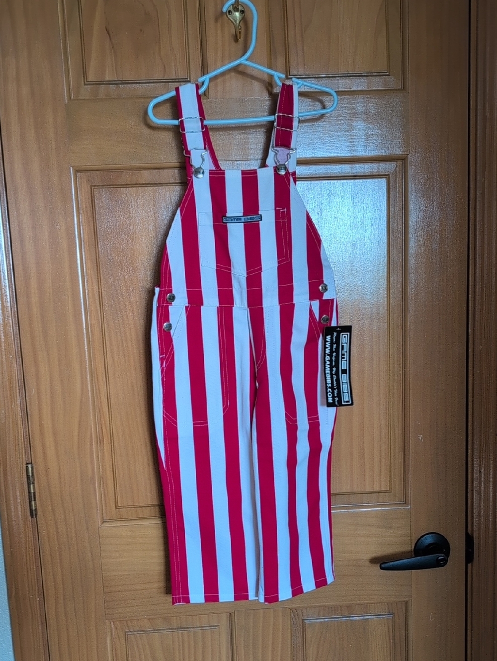 Game Bibs Red and White Stripe Overalls